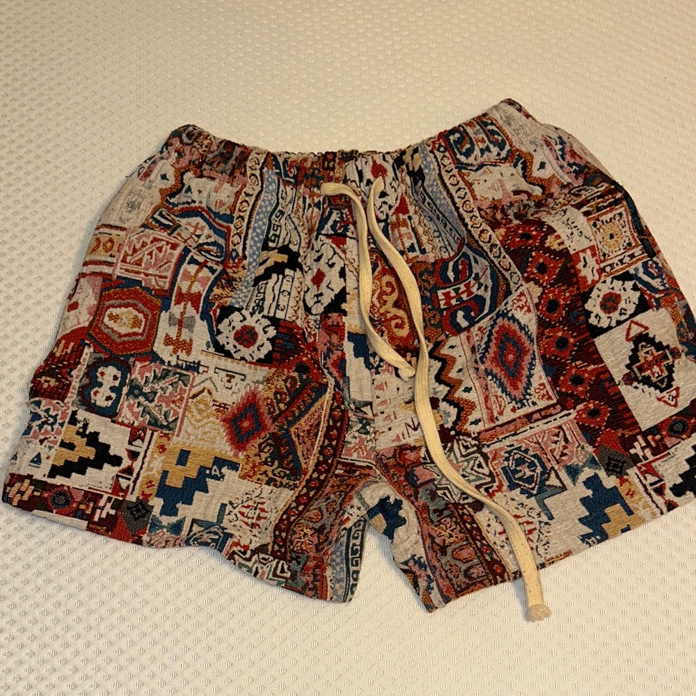Bohemian Patchwork Print Men’s Drawstring Shorts - Multi